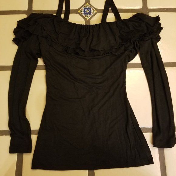 VENUS Tube Style with Straps Long Sleeve Black Top - Picture 5 of 5